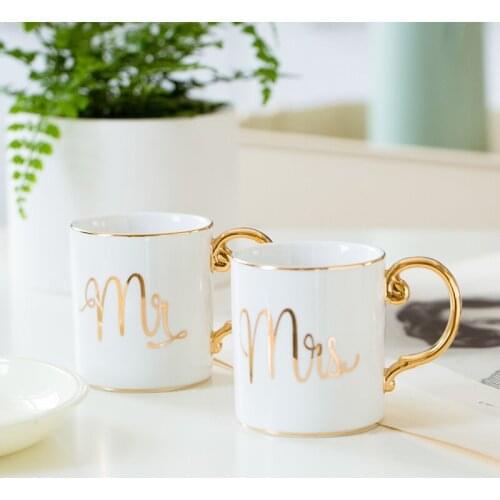 Gift Boxed Simple Gold Ceramic Mug Creative Water Cup Afternoon Tea Coffee Cup Couple Creative Gift
