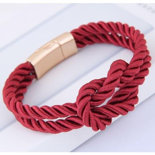 Retro Simple Magnet Stone Woven PU Leather Rope Bracelet For Women Fashion Temperament Jewelry Wholesale