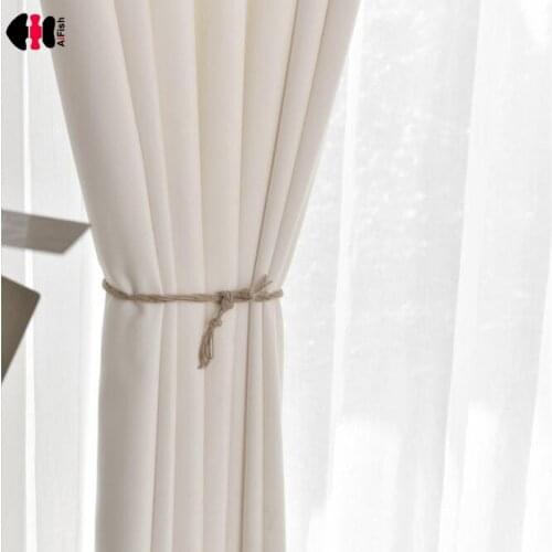 White Pure Thick Curtain Fabric Translucent Blind Summer Fresh Bedroom Living Room Window Drapes French Curtain zh418C