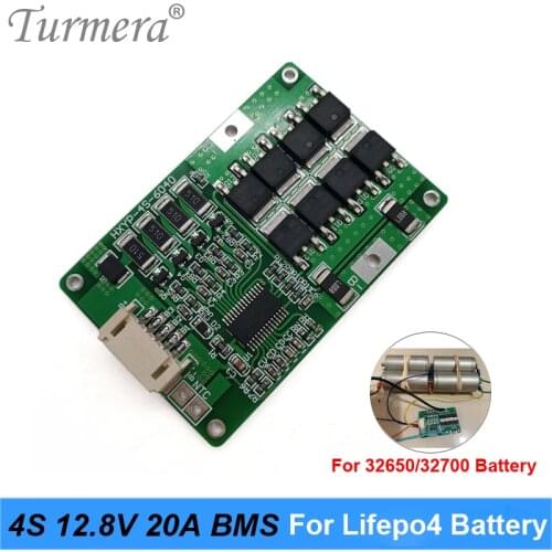 Turmera 4S 20A 12.8V 14.4V 32650 32700 Lifepo4 Battery Balanced BMS for Electric Boat Uninterrupted Power Supply 12V Car Battery