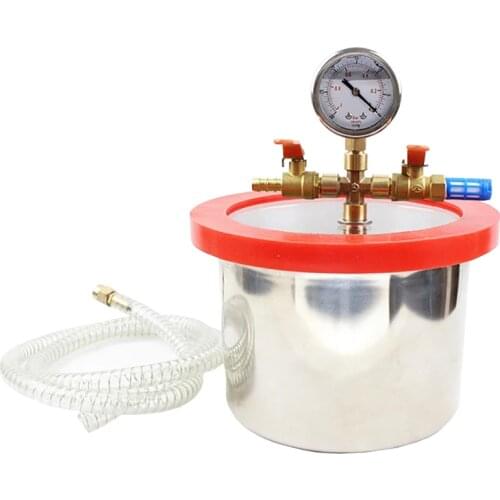 3L Stainless Steel Vacuum Degassing Chamber 20CM Diameter Epoxy Resin Vacuum Defoaming Barrel With 12MM Thickness Acrylic Lid