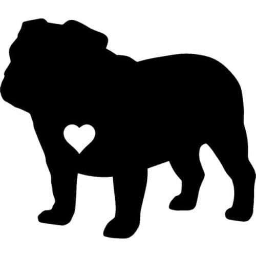 14CM*12.1CM Adopt Material Vinyl Car Sticker English Bulldog Heart Silhouette C2-3151