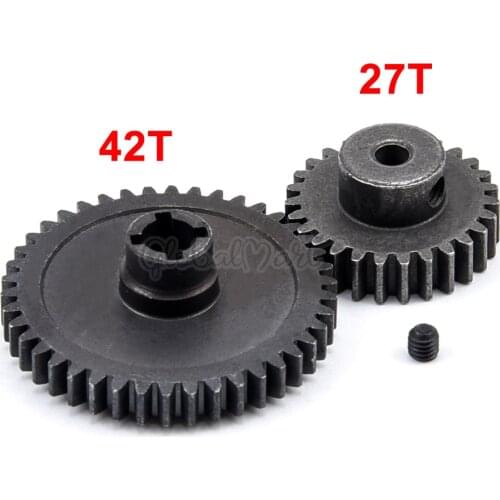 1:18 Metal Diff Main Gear 42T + Motor Gear 27T For 1/18 WLtoys Car A959-B A969-B A979-B K929-B RC Car Upgrade Parts