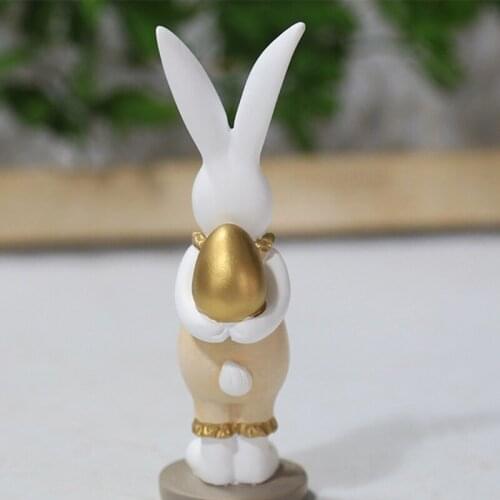 1 Pair Bunny Rabbit Figurine Ornaments Micro Landscape Statue Easter Decoration 69HF