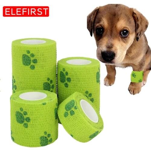 1-Roll 2.5-5-15cm Pet Elastic Self-Adhesive Camouflage Bandages For Gog Cat Home Sports Sprain Treatment Emergency Kits Outdoor
