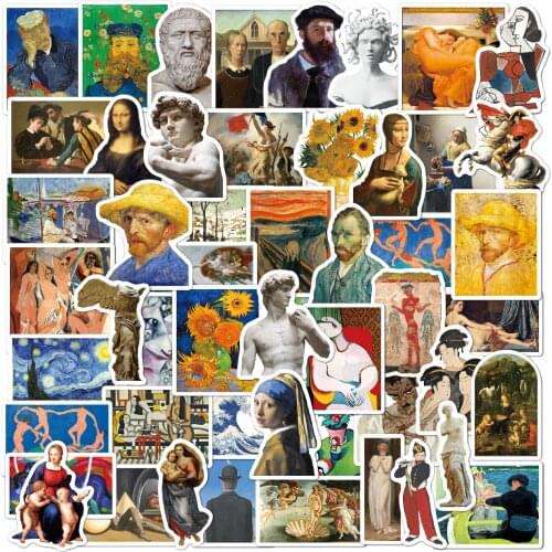 10/30/50p Oil Painting Art Van Gogh Mona Lisa Graffiti Stickers Notebook Scrapbook School Stationery In 2021