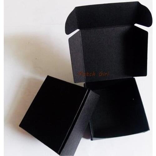 100pcs/lot-5.5*5.5*2.5cm Black Paper Pasty Boxes Storage Trinkets Aircraft box Candy Biscuit Necklace Jewelry Packaging