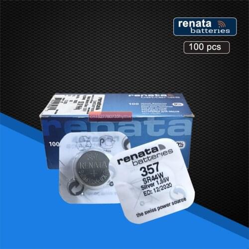 100pack 100% Original New Renata 357 LONG LASTING SR44W SR44 LR44 A76 L1154 SR44 357A AG13 Swiss Made Watch Battery