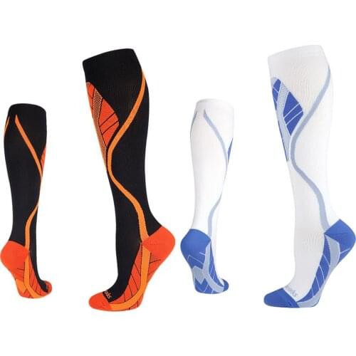 2 Pairs Compression Socks Running Breathable Stockings Calf Protection Sweat-absorbent Sports Support Knee High Stockings