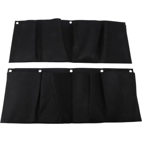 2 Pcs 4 Pockets Horizontal Wall Mount Planter Felt Garden Hanging Grow Bags 10 in X 25 in Planter Garden Growing Bag Fabric Plan