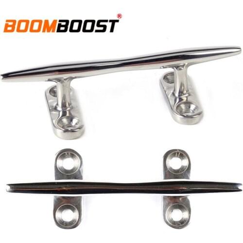 2PCS Dock Deck Tie Hardware 4.9 inch Latch Stainless Steel 316 Line Rope Cleat For Boat Yacht Marine Silver