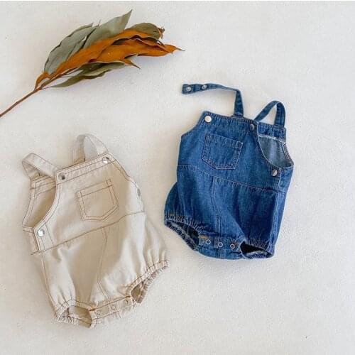2021 Spring Baby Clothing Toddler Denim Bodysuits Sleeveless Girls Jumpsuit Infant Outfit Jeans Kid Outfits Children Ropa Bebe