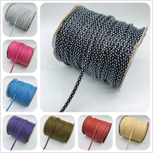3yards/lot 3mm Two-Color Braided Rope Waxed Thread Cord String Strap Necklace DIY Shamballa Bracelet Rope For Jewelry Making