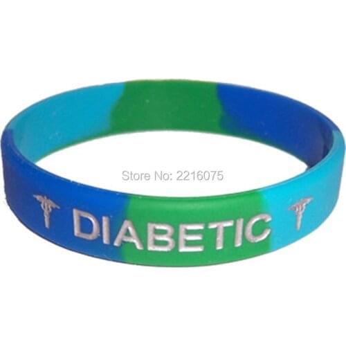 300pcs 3 colour segment Medical Alert Diabetic wristband silicone bracelets free shipping by DHL express