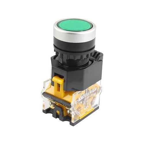 AC 415V 10A NO/NC 4 Terminals 22mm Dia Green Momentary Pushbutton Switch
