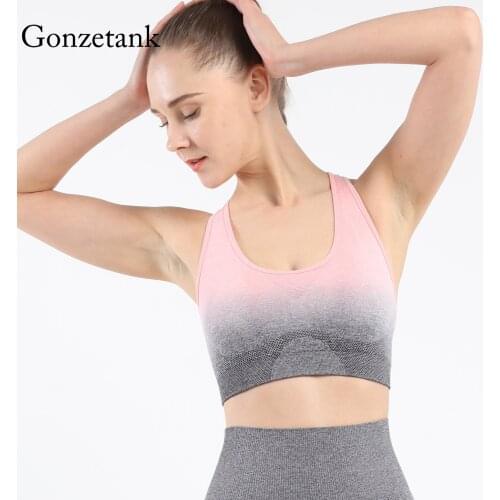 Seamless Sports Gradient Bra Women Shockproof Running Gym Workout Yoga VEST Bra Top Breathable Workout Bra