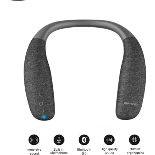 AIKSWE Neck Bluetooth Speaker Surround sound wireless speaker bluetooth 5.0 with Bass HD Voice button with microphone For Game