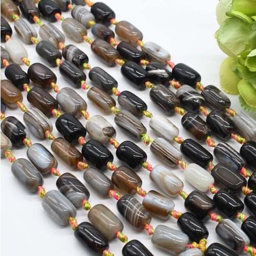 23mm Natural Botswana Agates Sardonyx Drum Barrel Beads A+ Quality Grey Agates 15" Strand