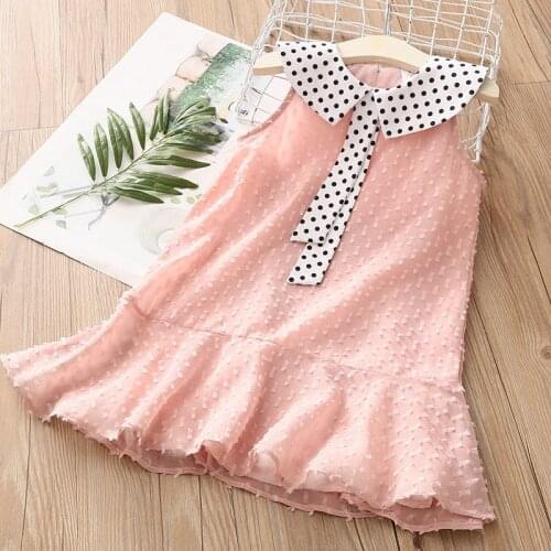 Baby Polka Dot Dress 2020 Summer New Girls Children Sleeveless Doll Collar Dress
