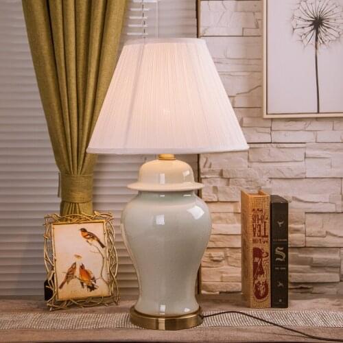 Crack Ceramic Villas Living Room Table Lamp Rural Antique Bedroom Bedside Lamp Modern Chinese Crack ceramic porcelain table lamp