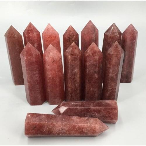 Strawberry Quartz Obelisk Crystal Rod Point Healing Natural 10PC