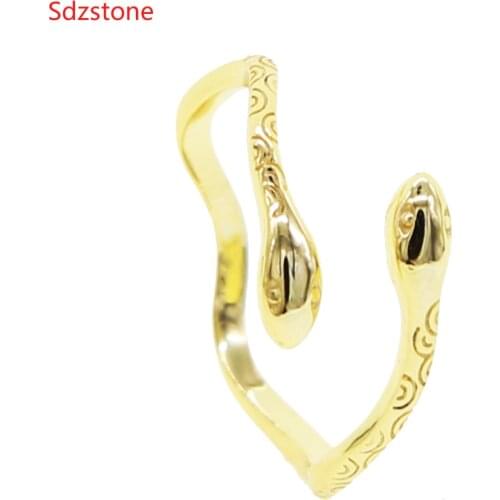 925 Sterling Silver Fashoin Punk Snake Rings For Women Personality Opening Adjustable Size Ring Gold Color Animal Jewelry
