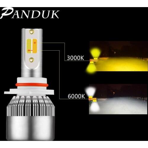 PANDUK 2 Pcs Car Headlight Bulb H1 led H3 H4 H7 H1 Led Super Bright 3000k 6000K Double Color Headlamp H11 9005 LED 9006 HB4 880