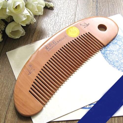 Mini Natural Peach Wood Combs Hole Close Teeth Anti-stat Head Massage Hair Wooden Styling Hairbrush Beauty Accessories Hair Comb
