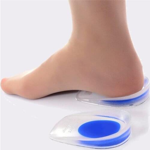 1pair Soft Silicone Gel Insoles for heel spurs pain Foot cushion Foot Massager Care Half Heel Insole Pad Height Increase