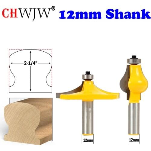 CHWJW 1-2PC 12mm Shank Traditional Thumbnail Classical & Beaded Handrail Router Bit Set Woodworking cutter Tenon Cutter