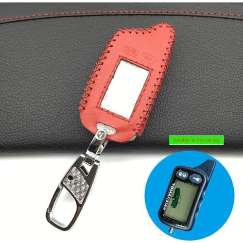 2018 New Skin Genuine Leather Cover Case Set Protect Keychain For Tomahawk TZ9010 TZ9030 Two Way Car Alarm Remote Control Fob