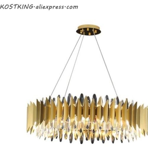 New Design Golden Ring LED Chandeliers Crystal Chandelier Lamp Modern Living Room Crystal Golden lights