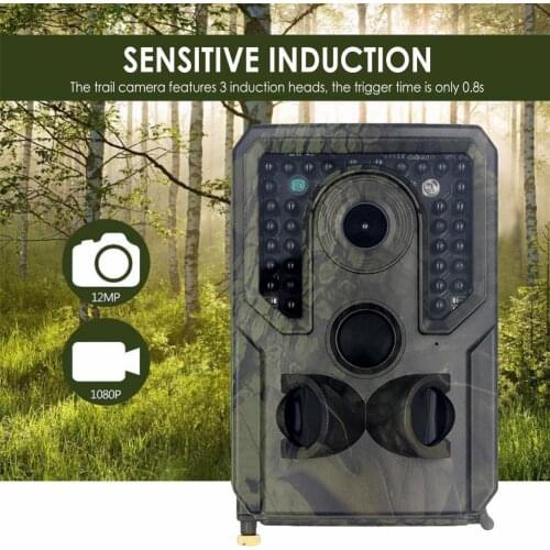 Hunting Trail Camera 12MP 1080P HD Scouting Camera IP56 Waterproof Wild Scouting Cam 120 Degree Wide Angle Lens And Night Vision
