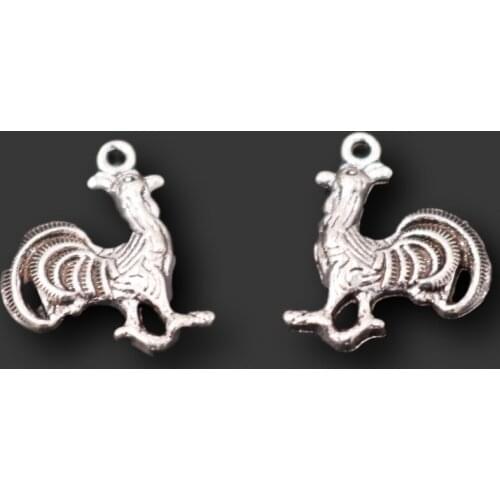10pcs Antique Silver Color Rooster Charm Bracelet Earrings DIY Handmade Metal Jewelry Alloy Pendant 21*19mm A1240