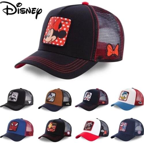 Disney Marvel Spiderman Iron Man Adjustable Snapback Cotton Baseball Cap Adult Mickey Donald Hip Hop Hat Sun Breathable Mesh Hat