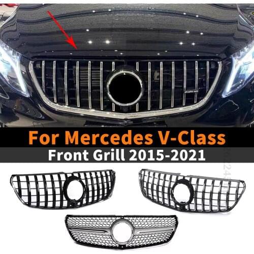 Hood Mesh Replacement Body Kit Trim Refit Front Grille Racing Grill For Mercedes Benz V-Class W447 2016 2018 2019 2020 2015-2021