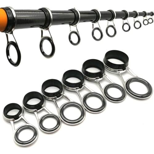 8Pcs Multiple Sizes Sea Fishing Rod Universal Guide Rings Top 7/8/9/10/11/12/14/15mm Diameter Rock Fishing Guides Ring Repair