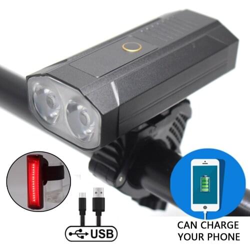 Bike Light Waterproof USB Rechargeable Outdoor MTB Electric quantity display Bicycle Lamp With Power Bank Headlight Accessories