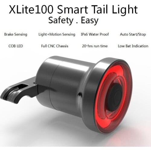 Xlite100 Waterproof Mini Bike Brake Light Intelligent Sensory Bicycle Tail Rear Light USB Charging Bike Taillight Lamp
