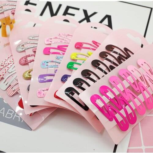 10 PCS New Lovely Cartoon Heart Type Metal Candy Color Girls Hairpins Hair Clip Kids Headwear Children Accessories Baby BB Clips