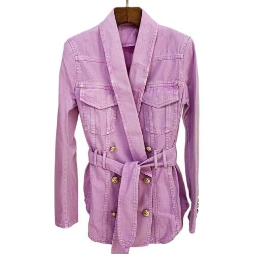 Better Fabric 2021 Autumn New Design Top Quality Double Breasted Denim Blazer Jacket for Woman