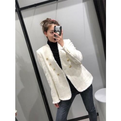 Spring new elegant Double breasted Tweed coat women OL Office lady tweed jacket women jacket coats and jackets women Tweed coat