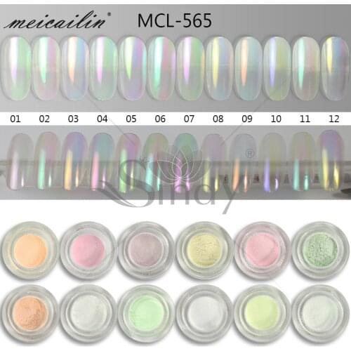 0.3g/box Chameleon Nail Glitter Power 12 Colors Nude Ice Transparent Mirror Unicorn UV Gel Pigment Dust Powder Nail Art Decor