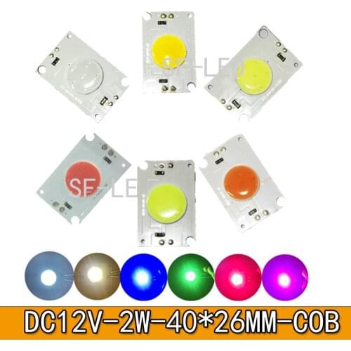 10PCS 20PCS 50PCS 2W DC12V COB LED 40*26mm white/warm white/Red/Green/Blue/Yellow/Pink Auto reading lamp DIY modified luminous