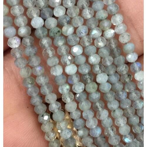 100% Natural 2x3mm Faceted Real Labradorite Gemstone Roundel Loose Beads 15.5"AA