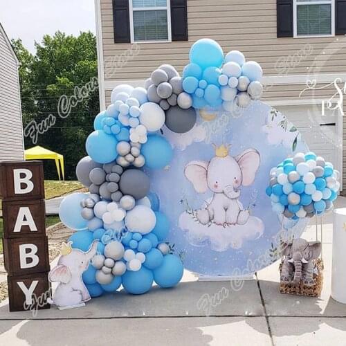 172pcs Macaron Blue Birthday Party Backdrop Baby Shower Light Blue Wedding Celebration Dinner Silver Decoration Balloon Garland