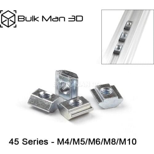 20pcs/lot 4545 M4/M5/M6/M8/M10 Sliding T-Nut T Block Square Nuts T-Track Sliding Hammer Nut for Fastener Aluminum Profile