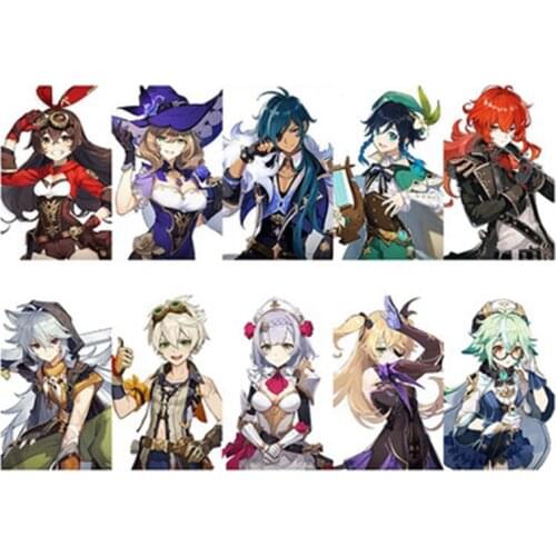 2020 New Game DIY Genshin Impact Card Sticker Barbara Condensing Light Bus Subway Crystal Matte Card Sticker Anime Peripheral