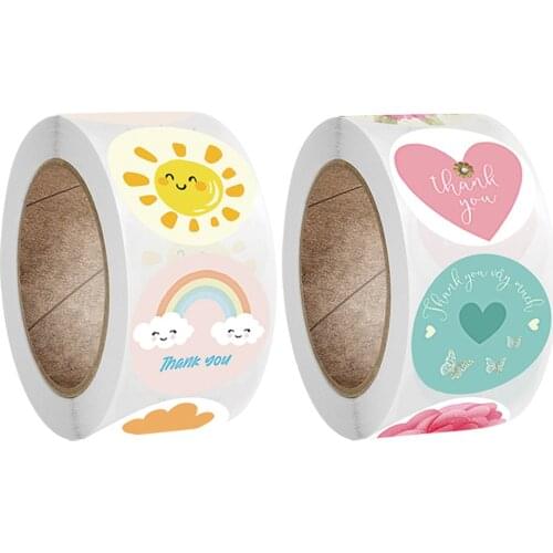 500PCS Hand Painted Cartoon Picture Thank You Stickers Seals Label for Young Children Reward Game Toy Gift Package Decoration