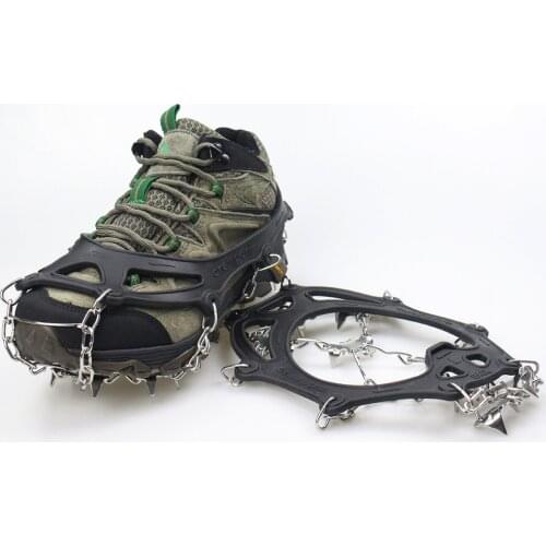 Outdoor Mountaineering Hiking Antislip Ice Snow Shoe Spikes Shoe Crampons Anti-Skid 11 Teeth Ice Gripper for Hunting Climbing
